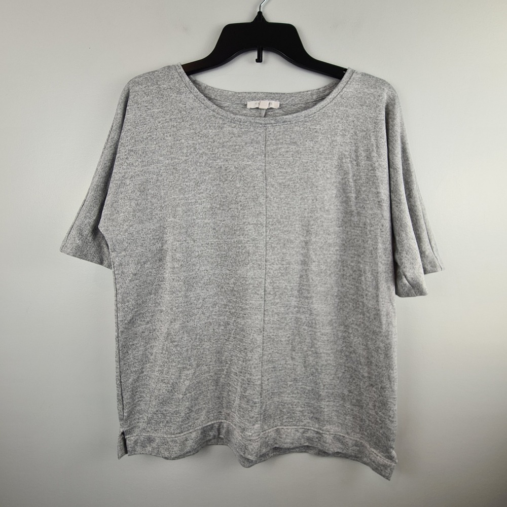 Talbots Heather Gray Boxy Dolman Short Sleeve Top Center Seam Relaxed Medium